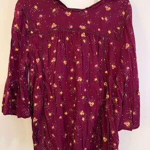Old Navy Burgundy Floral Top